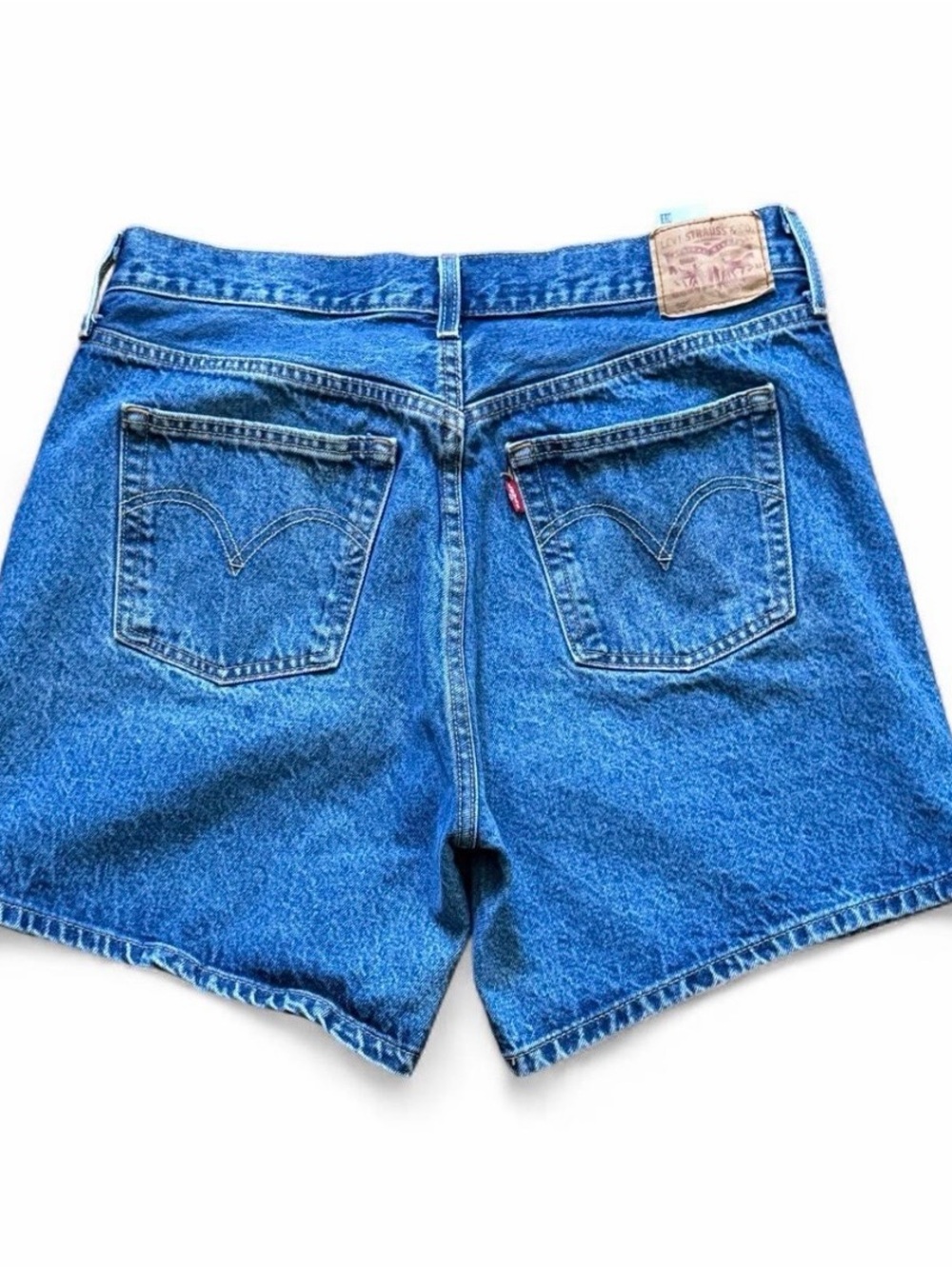 Levi's 501 blue mid thigh denim shorts